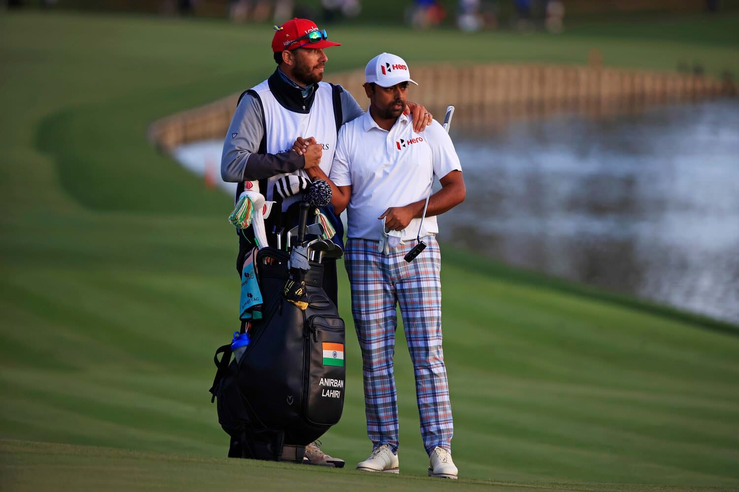 Anirban Lahiri reacts to a missed putt on 18 of the Players Stadium Course Monday, March 14, 2022 at TPC Sawgrass in Ponte Vedra Beach.