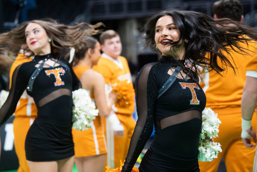 e Tennessee dance team during practice at Gainbridge Fieldhouse in Indianapolis,